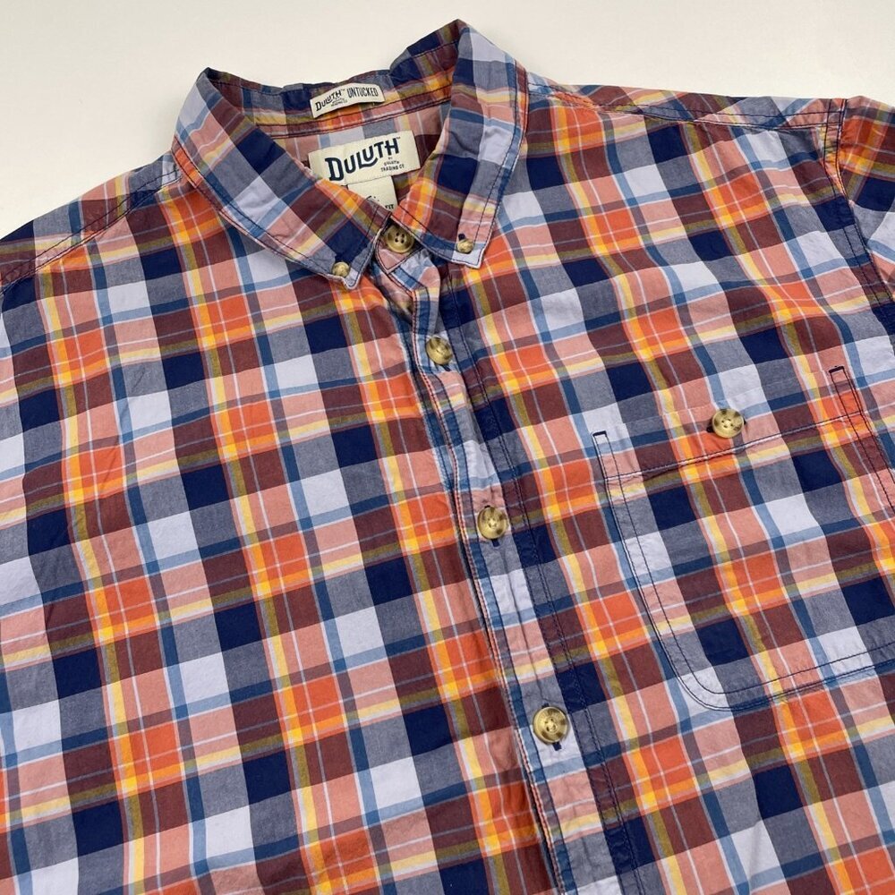 Duluth Trading Untucked Button Down Shirt Men’s XL Relaxed Fit Plaid Cotton